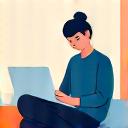 Ikona, vaizduojanti freelancerį dirbantį su laptopu